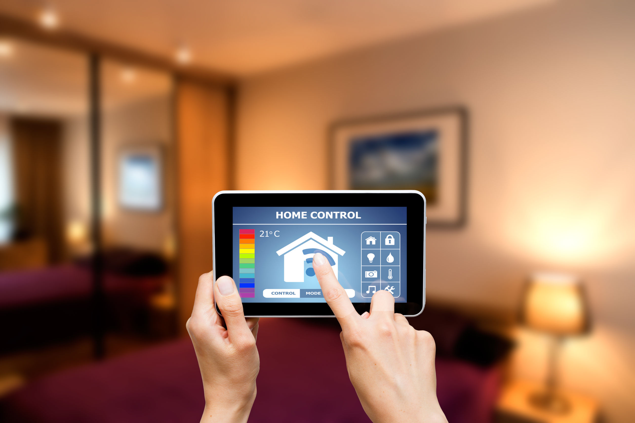 remote home control system on a digital tablet or phone